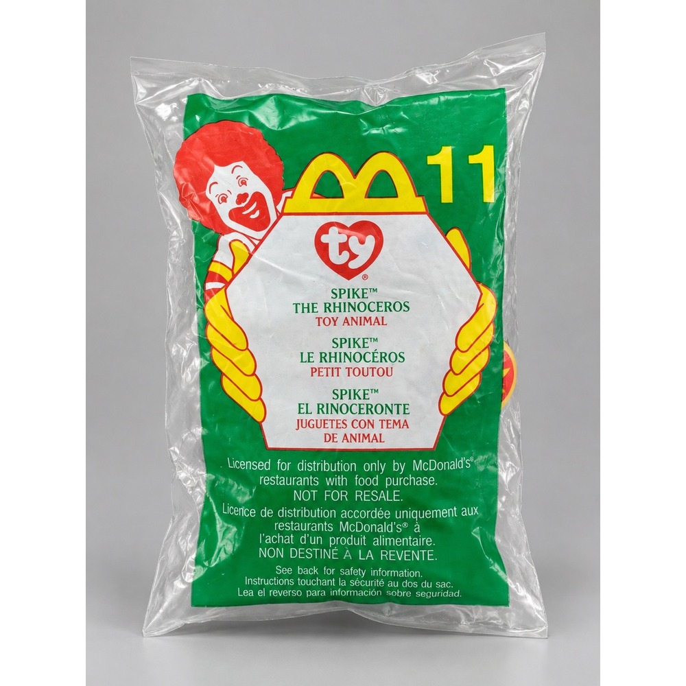 Vintage 2000 McDonalds Ty Teenie Beanie Baby Spike the Rhinoceros #11 Sealed